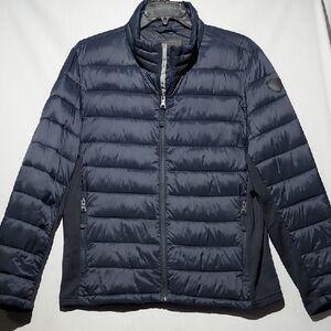 Guess Blue Puffer Jacket with Quilted Design‎ and Stand-Up Collar